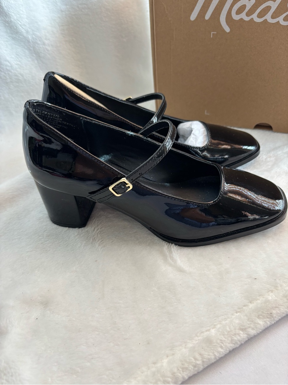 Madewell The Greta Mary Jane Pump Patent Leather Black Size 5.5